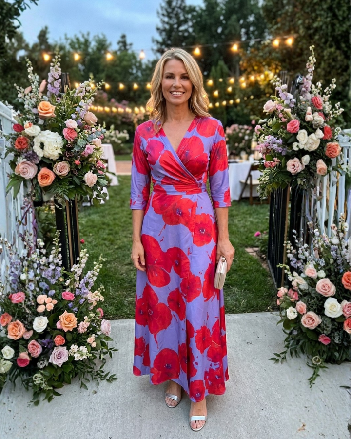 Printed Wrap Maxi Dress