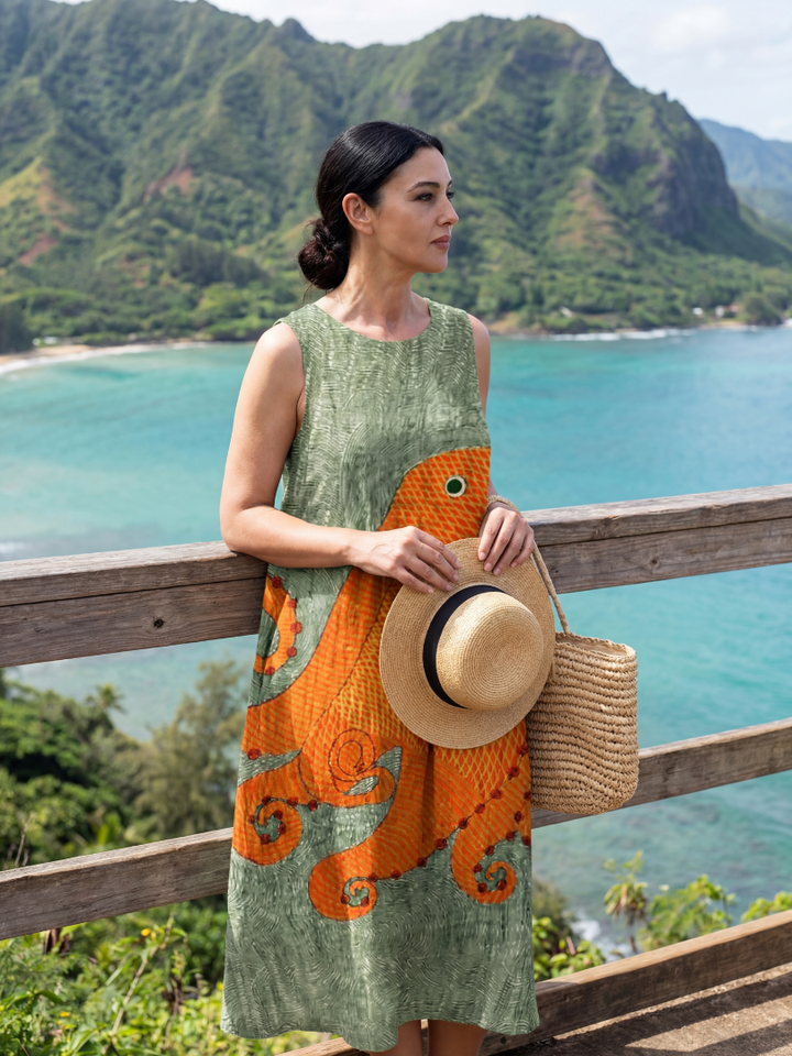 Ronan | Ocean Wave Midi Dress