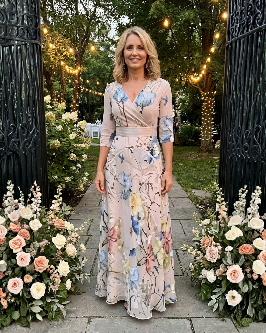 Printed Wrap Maxi Dress